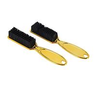 Fade Brush Peine Tijeras Cepillo de Limpieza PeluqueríA Fade Vintage Oil Shape Tallado Cepillo de Limpieza Gold 2PC