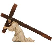 FADEDA Figuras de la Pasión: Jesús bajo la cruz/Altura: 9 cm/pintadas a mano/figuras de belén fieles al detalle - Decoración de mesa navideña accesorios de belén