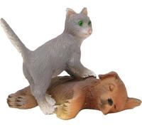 FADEDA Gato con perro/altura: 3 cm/pintado a mano/detallado belén figuras - decoración de mesa de Navidad cuna accesorios