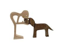 Faderr Adornos de Escultura de Madera para Cachorros, Artesanías y Estatua Humana - Regalos para Amantes de las Mascotas, Decoración del Hogar