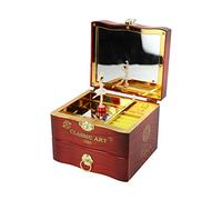 Faderr Caja de música de Regalo, Caja de música giratoria de Boda, Caja Musical de joyería de bailarín, Almacenamiento de joyería Musical Adornos de niña Caja-Musical (Marrón)
