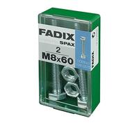 FADIX 18210 Caja S 2 uds. Tornillo METRICA Cab Hex +Tuerca CINC M 8x60mm, Multicolor
