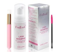 Fadlash 60ml Champú para Extensiones de Pestañas | Limpiador Espumoso 60 ml + Concentrado 5 ml + Cepillo de Cerdas Suaves, Fórmula Vegetal