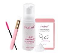 FADLASH Champú para pestañas, champú para extensiones de pestañas 60 ml, limpiador de espuma para pestañas destilado de 5 ml con cepillo suave (60 ml + 5 ml + herramienta)