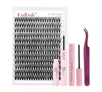 FADLASH Kit Pestañas Postizas Individuales 200pcs 40D D Curl 15-20mm, Bond and Seal, Removedor Pegamento Pestañas, Pinzas de Pestañas Bricolaje en Casa