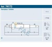 FAE 74173 Bujía de precalentamiento para FORD Ranger Mk2 (ER, EQ, R) M10x1.25
