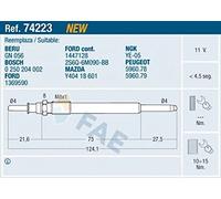 Bujía de incandescencia 74223 FAE para FORD CITROËN PEUGEOT