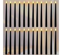 FAEFTY 24 velas LED de varilla, sin llama, velas LED negras parpadeantes, velas eléctricas largas para Navidad, Acción de Gracias, Cena a la luz de las velas (2,1 x 25 cm)