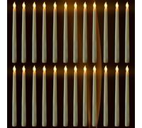 FAEFTY Velas LED de varilla, 24 unidades, velas eléctricas, sin llama, funcionan con pilas, velas LED parpadeantes, largas para Navidad, fiestas, bodas (marfil)
