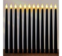FAEFTY Velas LED negras, 12 unidades, sin llama, a pilas parpadeantes, eléctricas para Navidad, Acción de Gracias, fiestas (2,1 x 25 cm)