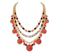 FAERLIIRY Collar en capas para mujer, gargantilla de triple capa con cuentas de baloncesto, béisbol, fútbol, traje de día del juego, accesorios de joyería, regalos, One Size, Metal, Sin piedra
