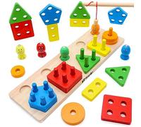 Faerly Montessori Juguete a partir de 1 año magnético juego de pesca - Juguete a partir de 1, 2, 3, 4 años, madera para bebé, juguete de madera, juguete de motricidad para niñas y niños