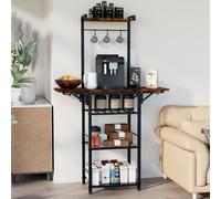 Faesun Estante para cocina con almacenamiento, organizador de estante de cocina expandible, organizador de soporte de microondas de 5 niveles, estación de barra de café con 3 ganchos para tazas