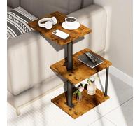 Faesun Mesa auxiliar giratoria para brazo de sofá, mesa auxiliar en forma de C ajustable para sillón reclinable o cama, bandejas de TV con estante de almacenamiento para espacios pequeños, mesita de
