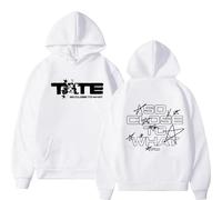 FAEWARE Sudadera con Capucha para Hombre Tate Hoodie M-crae con Estampado De Dibujos Animados De Cantante Y Merchandising De Gira Unisex Holgada De Manga Larga-White||x_s