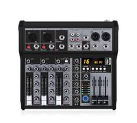 Faeymth Mezclador de Audio Bluetooth de 4 Canales, Consola de Mezcla de Sonido, Interfaz de Audio, Tarjeta de Sonido USB para Estudio, Escenario, DJ, Hogar, Enchufe de la UE
