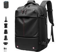 FAFAKO Mochila con Airbag, Mochila De Viaje Vacpack, Mochila Expandible De 60 L con Compresión Al Vacío, Bolsas Resistentes Al Agua(Noir,Air Pump)