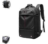 FAFAKO Mochila De Compresión Al Vacío, Mochila De Viaje Al Vacío - Compartimento Expandible For Computadora De 60L, Separación Seca Y Húmeda, Envasado Al Vacío For Viajes(Noir,Manual Press)