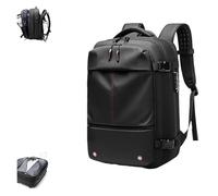 FAFAKO Mochila De Vacío Expandible E Impermeable De 60 L con Compresión Al Vacío Y Bolsa De Aire Antirrobo For Viajes (Negro)(Noir,Manual Press)