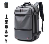 FAFAKO Mochila De Viaje con De Vacío, Bolsa De Viaje Expandible De 60 L con Cierre Antirrobo, Mochila Multifuncional De Gran Capacidad For Hombre.(Gray,Air Pump)