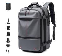 FAFAKO Mochila De Viaje Expandible Al Vacío De 60 litros con Múltiples Bolsillos, Mochila De Viaje De Compresión Sellada Al Vacío, Mochila For Hombres De Negocios(Gray,Air Pump)