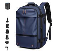 FAFAKO Mochila De Viaje Expandible Al Vacío De 60 litros con Múltiples Bolsillos, Mochila De Viaje De Compresión Sellada Al Vacío, Mochila For Hombres De Negocios(Blue,Air Pump)