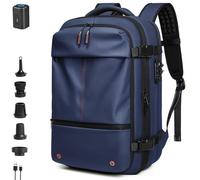 FAFAKO Mochila De Viaje Expandible con Sellado Al Vacío, 60 L, Impermeable Y Expandible.(Blue,Air Pump)