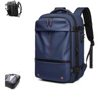 FAFAKO Mochila De Viaje Expandible con Sellado Al Vacío, 60 L, Impermeable Y Expandible.(Blue,Manual Press)