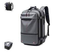 FAFAKO Mochila De Viaje, Mochila De Vacío con Bomba De Vacío, Mochila De 60L con Gran Capacidad, Impermeable, Mochila De Viaje Expandible con Cerradura De Combinación(Gray,Manual Press)