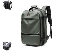 FAFAKO Mochila De Viaje, Mochila De Vacío, Mochila con Vacío, Mochila, Bolsa De Compresión De Vacío Expandible De 60 L con Bomba Eléctrica For Viajes De Negocios Masculinos.(Green,Manual Press)