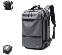 FAFAKO Mochila Expandible De 60 L con Compresión Al Vacío, Antirrobo, For Exteriores, For Equipaje De Mano, For Portátil, 60 L(Gray,Manual Press)