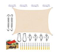FAFAKO Sun Sail, parasol rectangular de poliéster repelente al agua, cortavientos con protección UV, para jardín, terraza, camping, funda para silla de huevo (beige, 4 x 5 m)