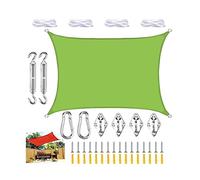 FAFAKO Sun Sail, parasol rectangular de poliéster repelente al agua, cortavientos con protección UV, para jardín, terraza, camping, funda para silla de huevo (Vert, 4 x 4 m)