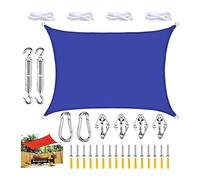 FAFAKO Sun Sail, parasol rectangular de poliéster repelente al agua, cortavientos con protección UV, para jardín, terraza, camping, funda para silla de huevo (azul, 3 x 4 m)