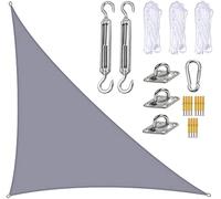 FAFAKO Toldo impermeable triangular de 4 x 4 x 5,7 m, protección solar con protección UV para terraza, balcón, jardín, funda para silla de huevo (gris, 5 x 5 x 7,1 m)