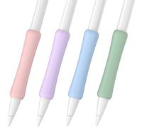 FAFALITHIC Paquete de 4 agarres de silicona compatibles con Apple Pencil de 1ª generación, soporte ergonómico para iPencil, escritura cómoda y control preciso (morado/rosa/azul/matcha)