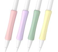 FAFALITHIC Paquete de 4 empuñaduras ergonómicas compatibles con Apple Pencil de 1ª generación, 2ª generación, Apple Pencil USB-C y Pro Silicone iPencil Grip (morado/rosa/amarillo/verde)