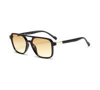 FAFBV Pilot - Gafas de sol para mujer, parte superior plana, doble puente | Parte delantera de tortuga, brazo de metal, lente gris, tinte degradado, patrón de leopardo, borde completo, ajuste unisex