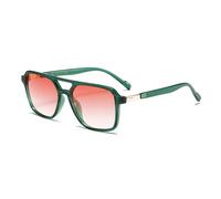 FAFBV Pilot - Gafas de sol para mujer, parte superior plana, doble puente | Parte delantera de tortuga, brazo de metal, lente gris, tinte degradado, patrón de leopardo, borde completo, ajuste unisex
