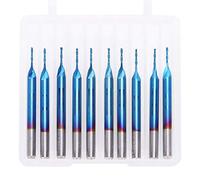 Fafeicy 10 Brocas de Punta Plana de 2 Flautas, Broca de Punta Esférica en Espiral de 3,175 Mm, Vástago de Acero de Tungsteno con Revestimiento Azul, para Grabado en Relieve 3D, Fresado