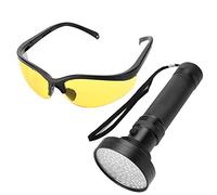 Fafeicy 100 LED Linterna, Detector de Orina de Mascotas de Luz Negra con Gafas de Sol, Revestimiento de Dinero Falsificado de Scorpion para Uso en el Hogar Al Aire Libre