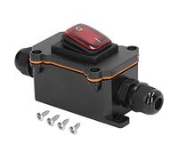 Fafeicy 25A Interruptor de Cable en Línea Impermeable, IP65 Rocker Al Aire Libre Toggle 4 Pin 250 V, para Luces de Jardín de Patio Herramientas Eléctricas con Conector PG9 (rojo)