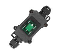 Fafeicy 25A Interruptor de Cable en Línea Impermeable, IP65 Rocker Al Aire Libre Toggle 4 Pin 250 V, para Luces de Jardín de Patio Herramientas Eléctricas con Conector PG9 (GREEN)