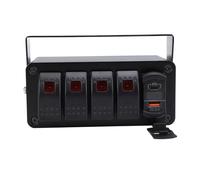 Fafeicy 4 Gang Rocker Switch Box, PD Tipo C QC 3.0 USB 12V 24 V DC Box Rocker Switch Montaje de Superficie Rápida para un Camión de Automóvil para UTV ATV (Luz roja)