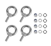 Fafeicy 4 Pernos de Argolla de Acero Inoxidable 304 M8 X 40 Mm, con Tuercas de Seguridad con Brida, Arandelas de Resorte para Levantar y Colgar
