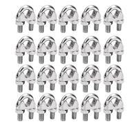 Fafeicy Abrazadera de Cuerda de Alambre, 20 Piezas, Clip de Cable con Perno en U de Acero Inoxidable 304 para Alambre de 12 Mm, Tuercas Roscadas de de Cabeza de 17,8 Mm para