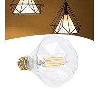 Fafeicy Bombilla LED Vintage Regulable, Forma Diamante, E27, 4W, Luz Cálida, 360lm, Vidrio Transparente, 220V