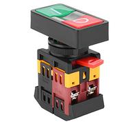 Fafeicy Botón Pulsador Doble con LED, 220VCA NC NO (220V) | Respuesta del botón rojo verde, configuración de circuito dual, normalmente abierto y otro cerrado, control industrial,