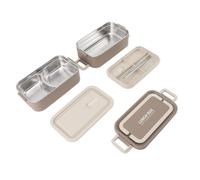 Fafeicy Caja Bentos Apilable de 2 Niveles, Contenedor de Almuerzo de Acero Inoxidable 304 con Compartimentos y Palillos a Prueba de Fugas, Caja de Comida Portátil para Viajes de Oficina Escolar