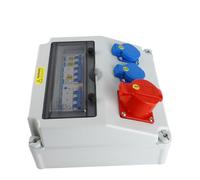 Fafeicy Caja de Enchufe Industrial, Material ABS, Caja Eléctrica Impermeable con Disyuntor, 2 Núcleos 220-250 V 16 A y 5 Núcleos 380-415 V 16 A para Aplicaciones Industriales y Exteriores